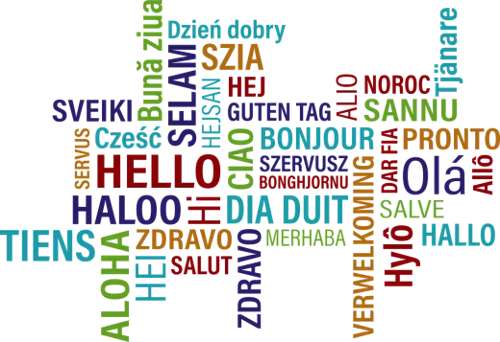 The word Hello translated into various languages