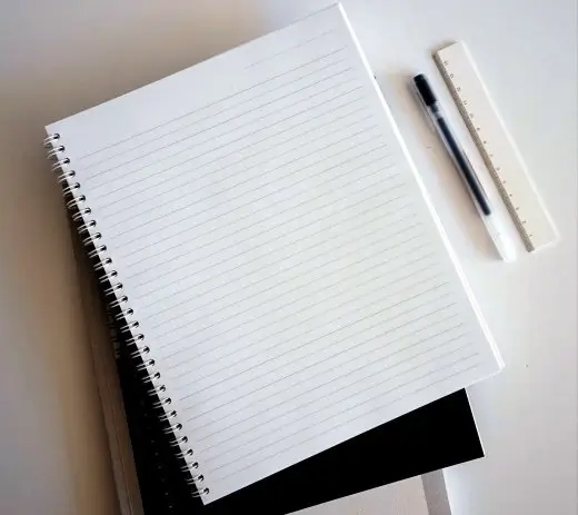 Pen and paper that can be used during the exams