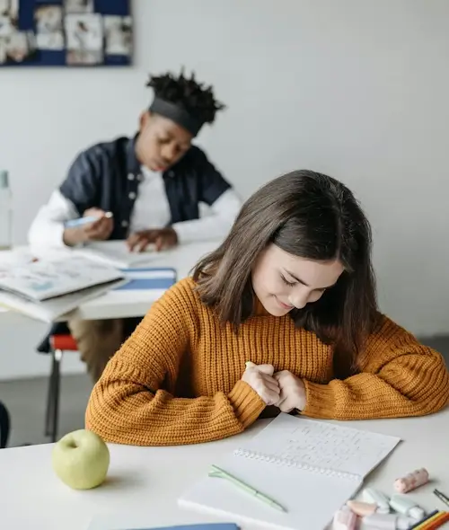 Students taking an exam
